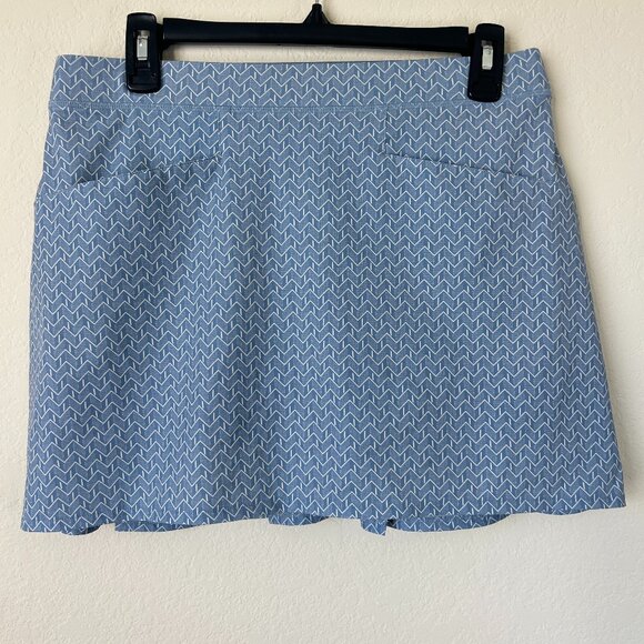 RLX Ralph Lauren Skort Women Medium Steel Blue Geometric Stretch Golf Athletic M - Picture 1 of 8